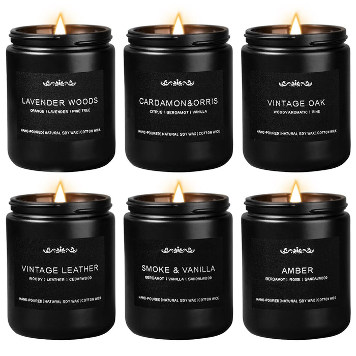 Scented Candles for Men — 6-Pack, 42oz, 300 Hours Burn Time