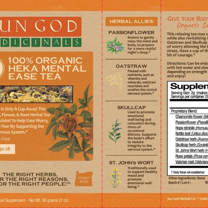 Organic MENTAL EASE Herbal Tea with 10 FREE Tea Bags