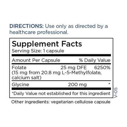 Metabolic Maintenance L-Methylfolate 15 mg (5-MTHF) – Brain Health, Focus, Calm | 60 Capsules