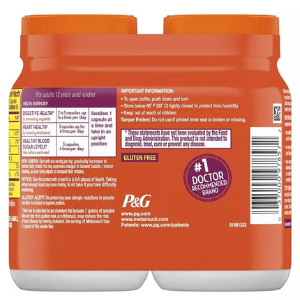 Metamucil Fiber Therapy for Regularity — 340 Capsules | Psyllium Fiber Supplement