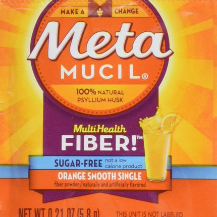 Metamucil MultiHealth Fiber Singles Orange Smooth Sugar-Free – 30 Pack
