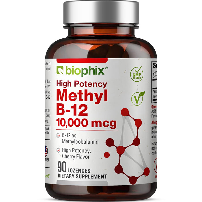 Methyl B-12 10,000 mcg Lozenges – Cherry Flavor, 90 Vegan, Extra Strength