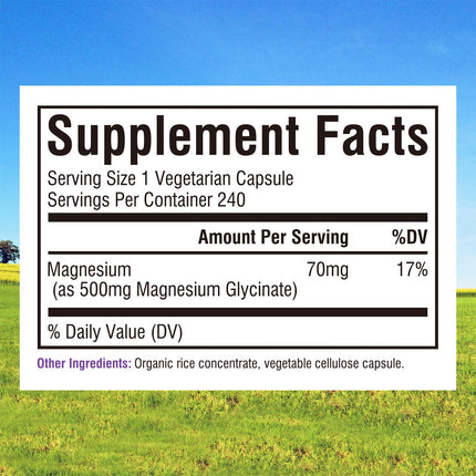 Innate Vitality Magnesium Glycinate 500mg | 70mg Elemental Mg | 240 Caps