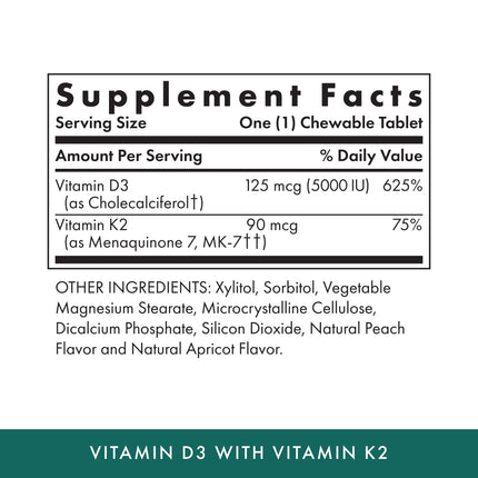 MICHAEL'S Vitamin D3 with K2 – Apricot Flavor, 180 Servings, Vegetarian, No Added Sugar