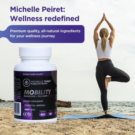 Michelle Peiret Mobility - Magnesium + Collagen Supplement with Hyaluronic Acid & Vitamin C | Gluten-Free & Non-GMO | 60 Capsules