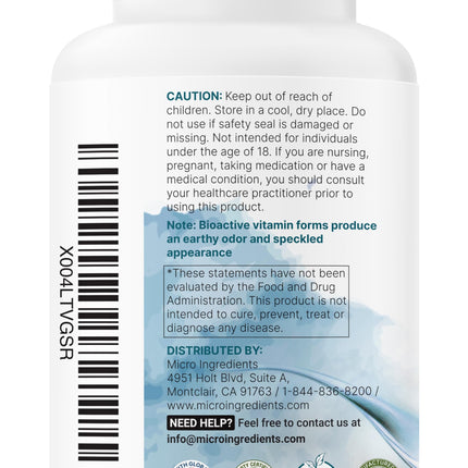 Micro Ingredients 2 Pack Pure Methylated B Complex, 480 Capsules | 11-in-1 Vitamin B Formula + Vitamin C | Non-GMO