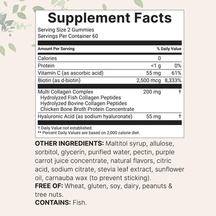 Micro Ingredients Multi Collagen Gummies 120 – 8-in-1 (I–X) with Biotin, Hyaluronic Acid & Vitamin C | Pomegranate Berry