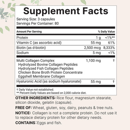 Micro Ingredients 2 Pack Multi Collagen Pills – Types I–X, Biotin & Hyaluronic Acid