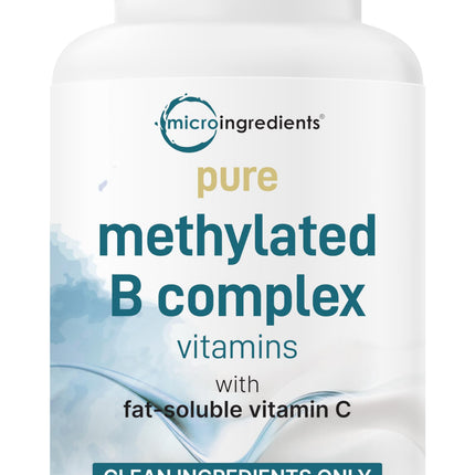 Micro Ingredients Pure Methylated B Complex – 240 Capsules | 11-in-1 B Vitamins with Methylfolate & Methylcobalamin | Non-GMO
