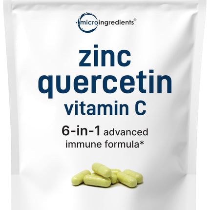 Micro Ingredients Zinc Quercetin with Vitamin C – 240 Capsules | Immune Support (Quercetin 500mg, Vitamin C 500mg, Zinc 50mg)