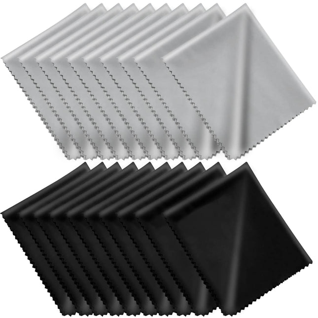 Microfiber Cleaning Cloths 6x7 Inches – 20 Pack in Individual Vinyl Pouches | CKANDAY Glasses & Electronics Cleaning Cloth