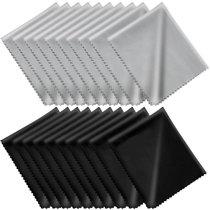 Microfiber Cleaning Cloths 6x7 Inches – 20 Pack in Individual Vinyl Pouches | CKANDAY Glasses & Electronics Cleaning Cloth