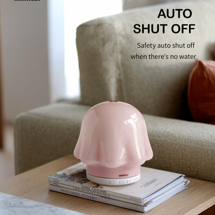 mimicat Essential Oil Diffuser — Glass Top, 120ml, Pink, Timer, Night Light