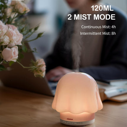 mimicat Essential Oil Diffuser — Glass Top, 120ml, Pink, Timer, Night Light