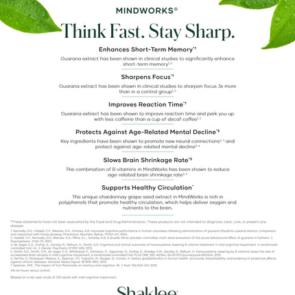 Shaklee MindWorks® – Brain Health Supplement for Sharpness & Focus | 30 Tablets