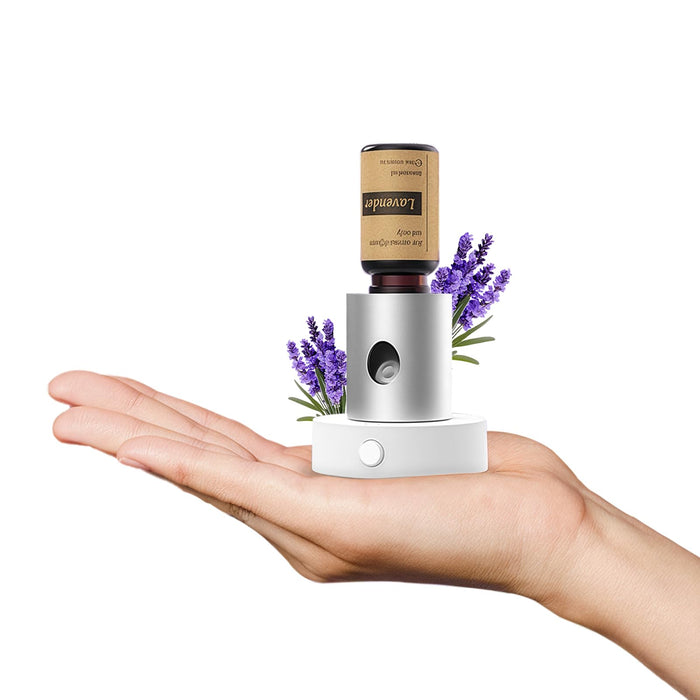 Mini Waterless Nebulizing Diffuser with Lavender Oil – Portable Silver