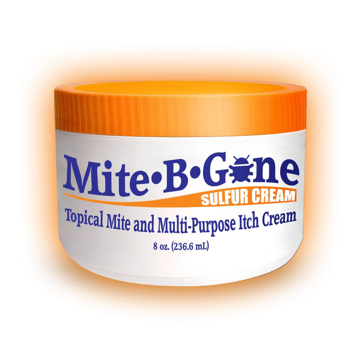 Mite-B-Gone Mite Cream & Bite Relief – Natural Sulfur for Bites & Itching | Safe for All Ages | 8 oz