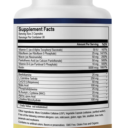 True Healing Naturals Mito Rescue - Mitochondrial Support Supplements, 60 Vegetarian Capsules