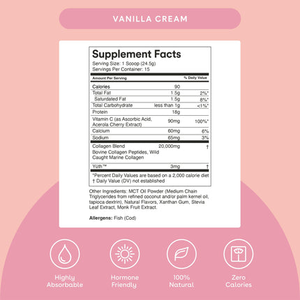 Mixhers Collagen Powder - Vanilla Cream, 30-Day Beauty Support
