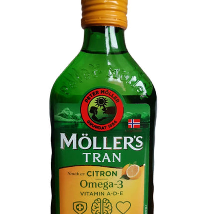MÖLLER'S Tran Cod Liver Oil 250 ml | Citron Flavor | Omega-3 | Vitamin A, D & E