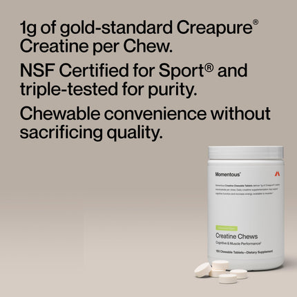 Momentous Creatine Chews – Creapure Creatine Monohydrate, 150 Chewable Tablets, Lemon Lime