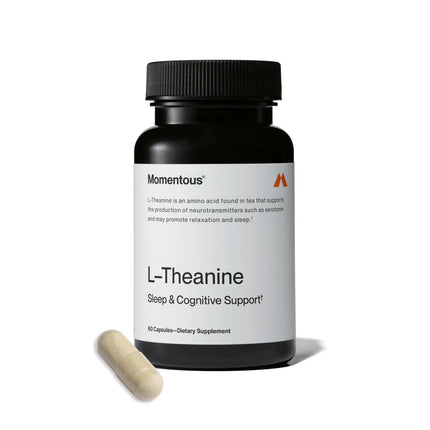 Momentous L-Theanine Supplement – 200 mg Capsules for Relaxation & Focus | NSF Certified for Sport | Gluten- & GMO-Free | 60 Servings