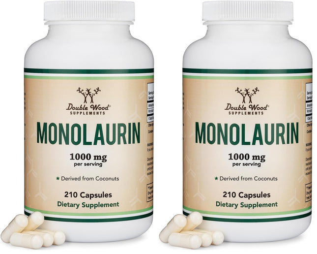 Double Wood Monolaurin Immune Support – 1,000mg per Serving, 210 Capsules (Vegan, Non-GMO, Gluten Free) – Pack of 2