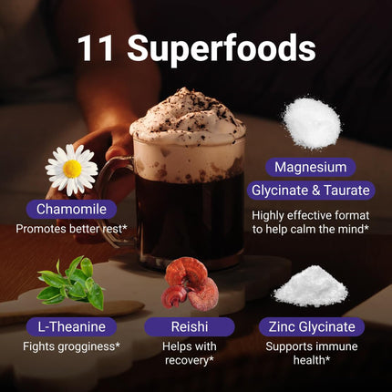 MoonBrew Nighttime Magnesium Hot Cocoa – Sleep Support (Melatonin-Free) with L-Theanine & Chamomile