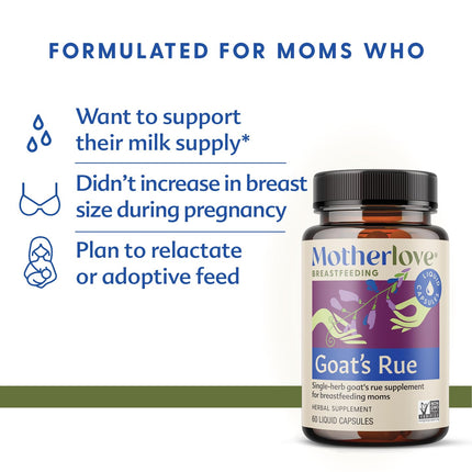 Motherlove Goat's Rue (120 Liquid Caps) – Lactation Support, Organic, Vegan, Non-GMO