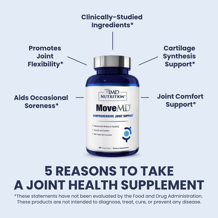 MoveMD Joint Health Supplement by 1MD Nutrition | Collagen, Astaxanthin, Boswellia | 2-Pack (60 Capsules)
