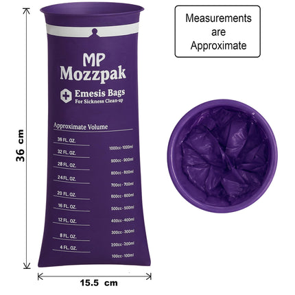 MP Mozzpak Vomit Bags 60-Pack – 1000ml Leak-Proof, Travel-Ready Purple