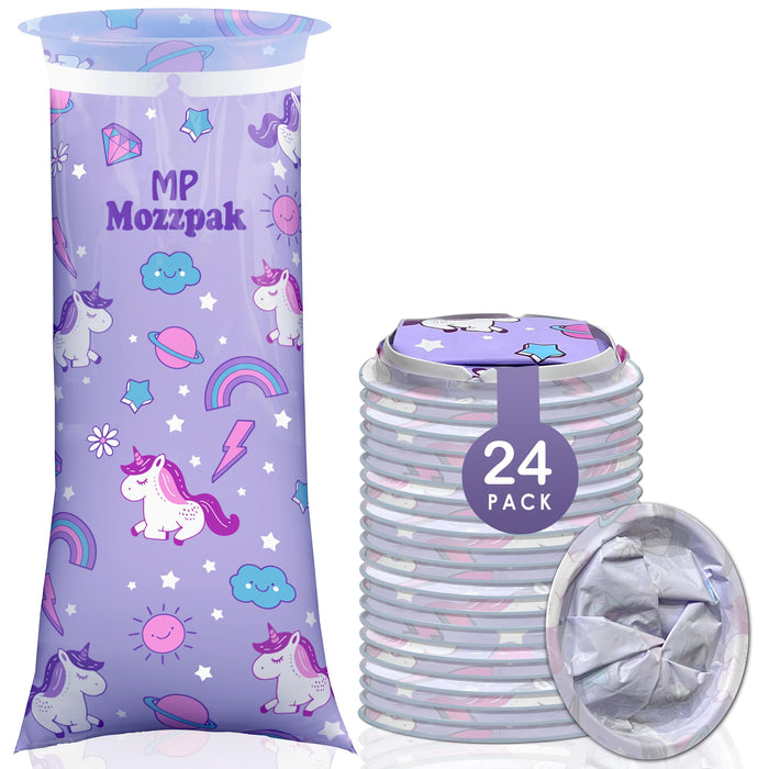 MP MOZZPAK Unicorn Kids Vomit Bags Disposable 24 Pack – Leak-Proof Travel Puke Bags