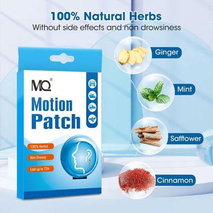 MQ Motion Sickness Patch - 10 Count, Non-Drowsy Behind-Ear Patches for Travel | Waterproof & Fast-Acting (Up to 72H)