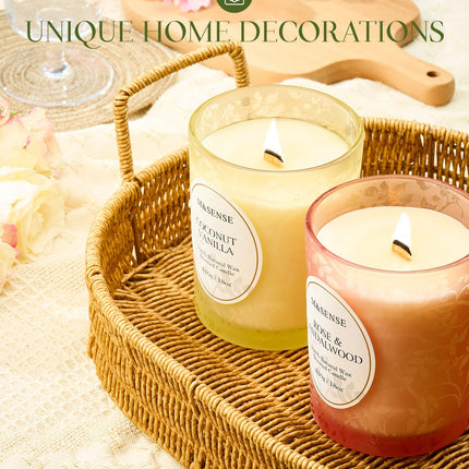 M&SENSE Lavender Vanilla Candle | 18oz Soy Wax, Wooden Wick, 100+ Hours