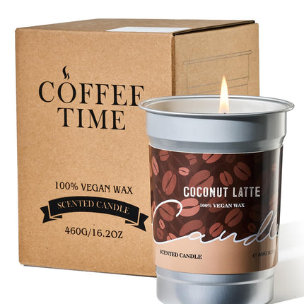 M&SENSE Coconut Latte Scented Candle – 16.2oz Soy Wax, 100+ Hours