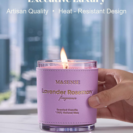 M&SENSE Lavender Rosemary Scented Candles | Vegan Soy 10oz, 42h Burn