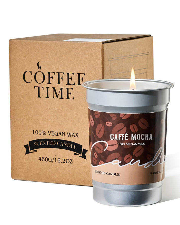 M&SENSE Mocha Coffee Scented Candle 16.2oz – 100-Hour Burn, Soy-Palm Wax, Non-Toxic, Fall Decor & Gift