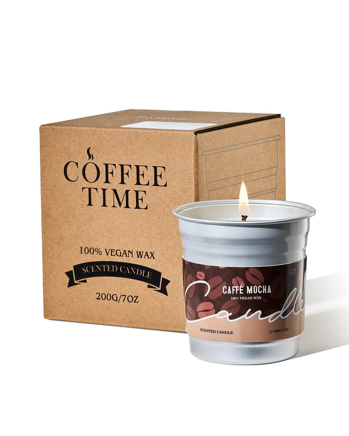 M&SENSE Mocha Coffee Scented Candle 7oz – 42H Slow Burn, Soy Organic, Non-Toxic