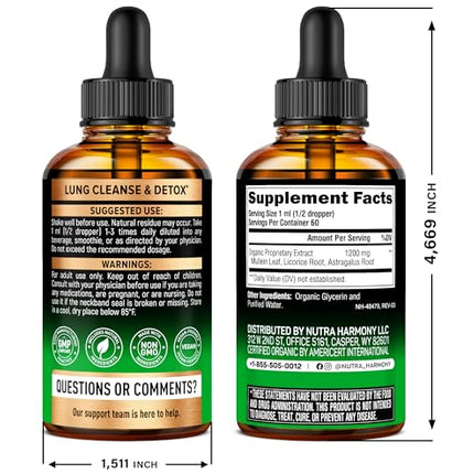 Mullein Drops for Lungs – USDA Organic Mullein Extract, Made in USA