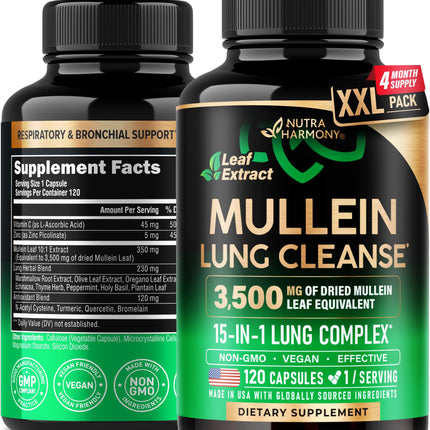 Mullein Leaf Extract for Lung Detox – 15-in-1 Lung Support (Made in USA)