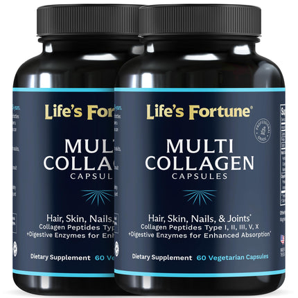 Multi Collagen Peptides I-VX – Grass-Fed, Hydrolyzed, Unflavored Capsules