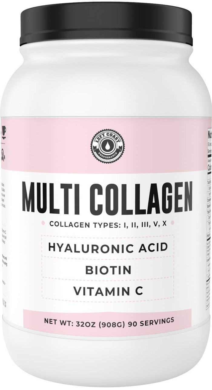 Left Coast Performance Multi Collagen Powder 2lb with Biotin, Hyaluronic Acid & Vitamin C