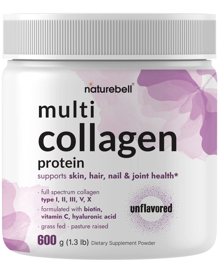Multi Collagen Protein Powder 600g - 5 Types I/II/III/V/X, Biotin & Vitamin C