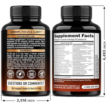 Mushroom Complex Supplement – Organic 12-Mushroom Blend, USA Made