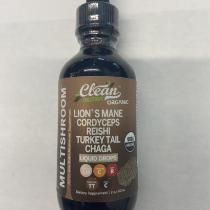 Clean Nutra Mushroom Liquid Drops | Lions Mane, Cordyceps, Reishi & Turkey Tail