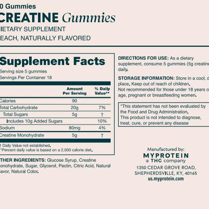 Myprotein Creatine Gummies - 5g Creatine Monohydrate per Serving, 90 Gummies, Vegan