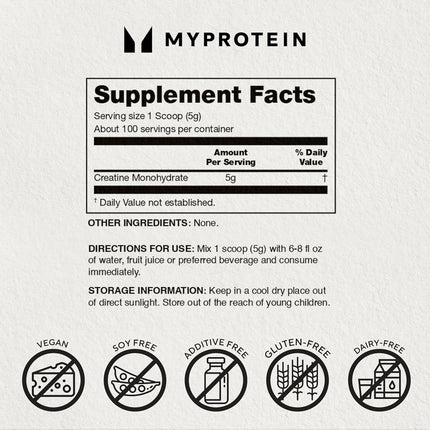 Myprotein Creatine Monohydrate Powder – 2.2lbs, 200 Servings, Unflavored
