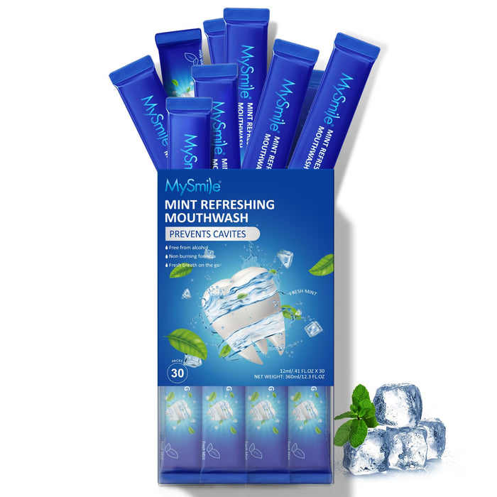 MySmile Alcohol Free Mouthwash for Adults - Travel Mint, 30 Uses