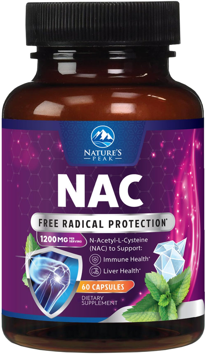 NAC 1200mg Supplement – Immune & Antioxidant Support | Liver & Lung Health – USA Made, 60 Caps