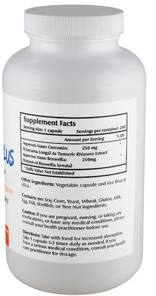 One Planet Nutrition Nano Curcumin Plus – 500 mg Veggie Capsules (240 Servings) | Joint & Immune Support